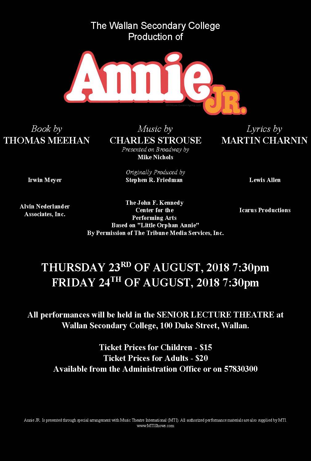 2018 School Production Annie Jr